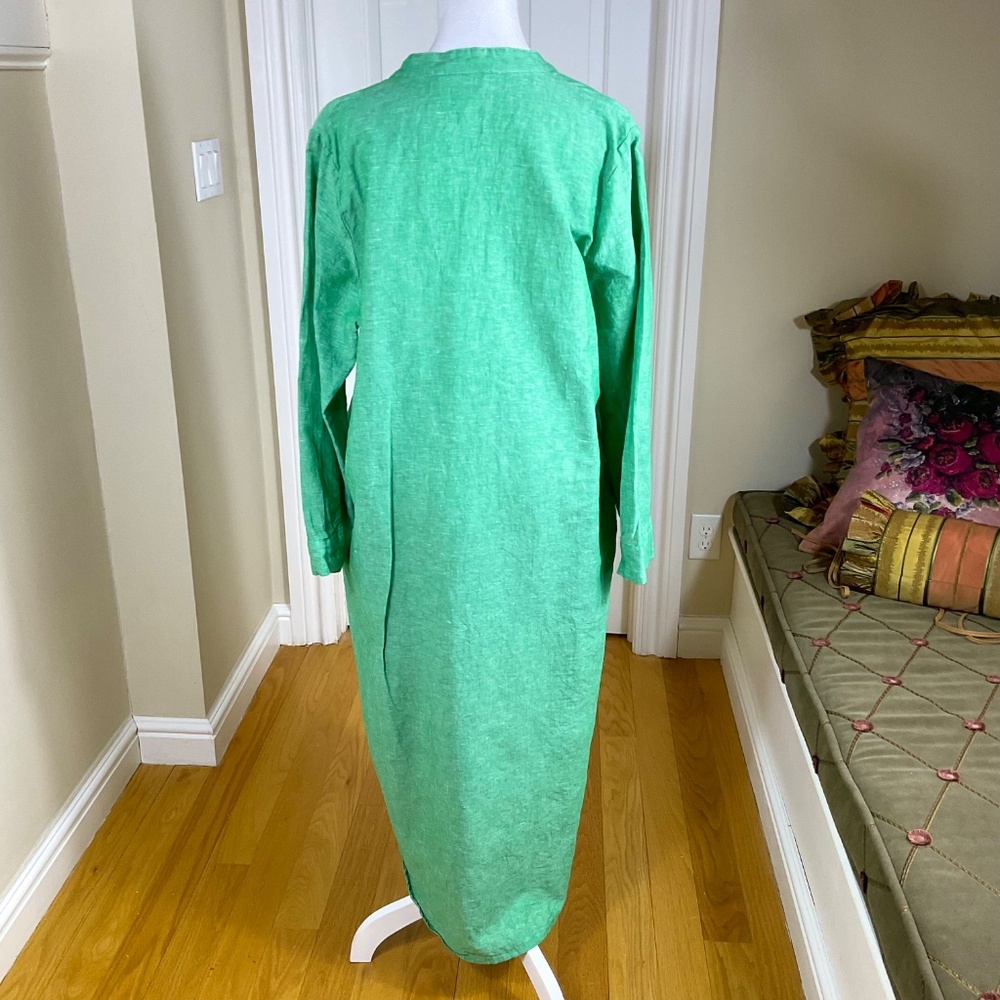 Pomander Place Linen Dress Maxi Long Sleeve Green Tuckernuck (XXL) - Picture 4 of 9